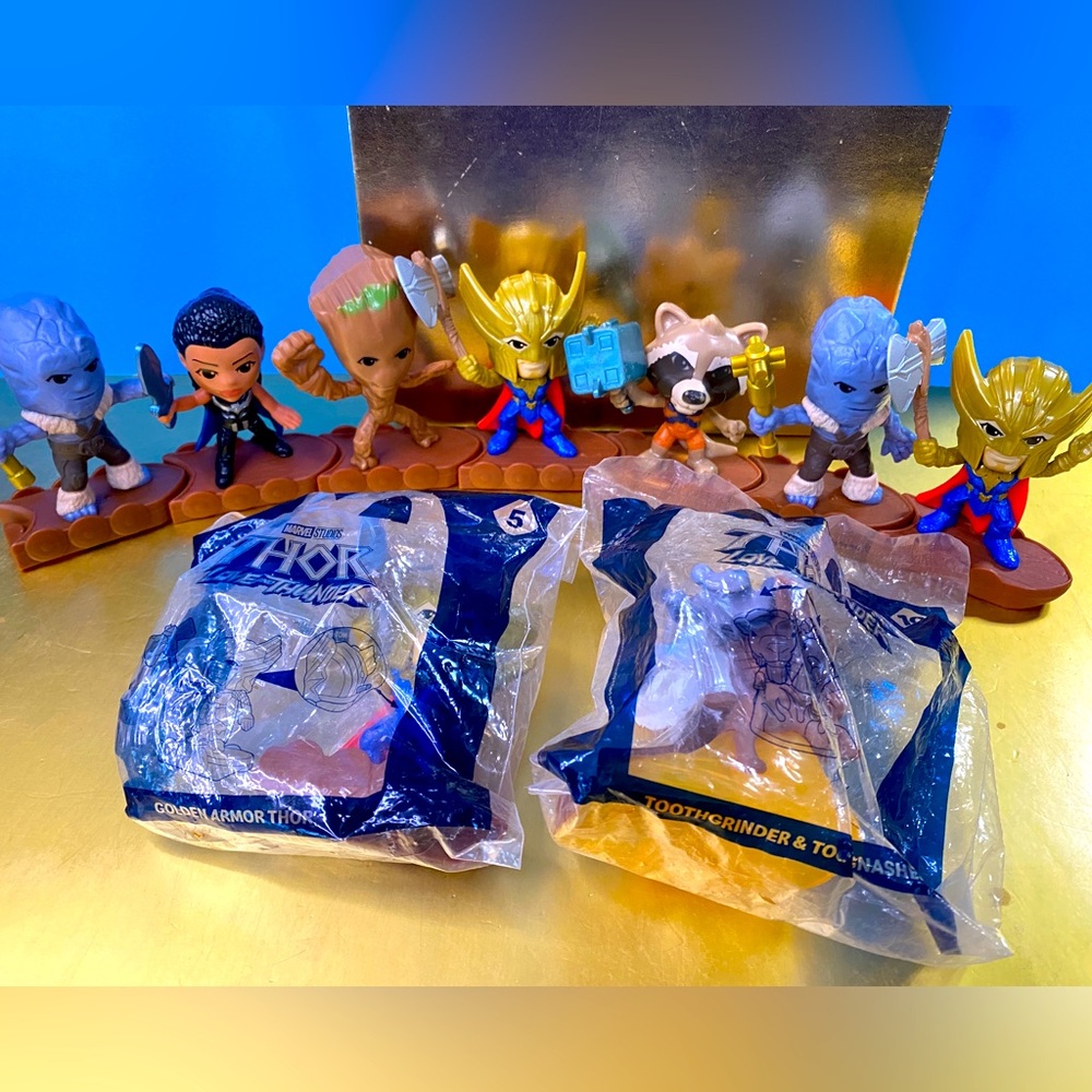 THOR LOVE AND THUNDER MARVEL STUDIOS 2022 McDONALD HAPPY MEAL TOYS BUNDLE OF 9